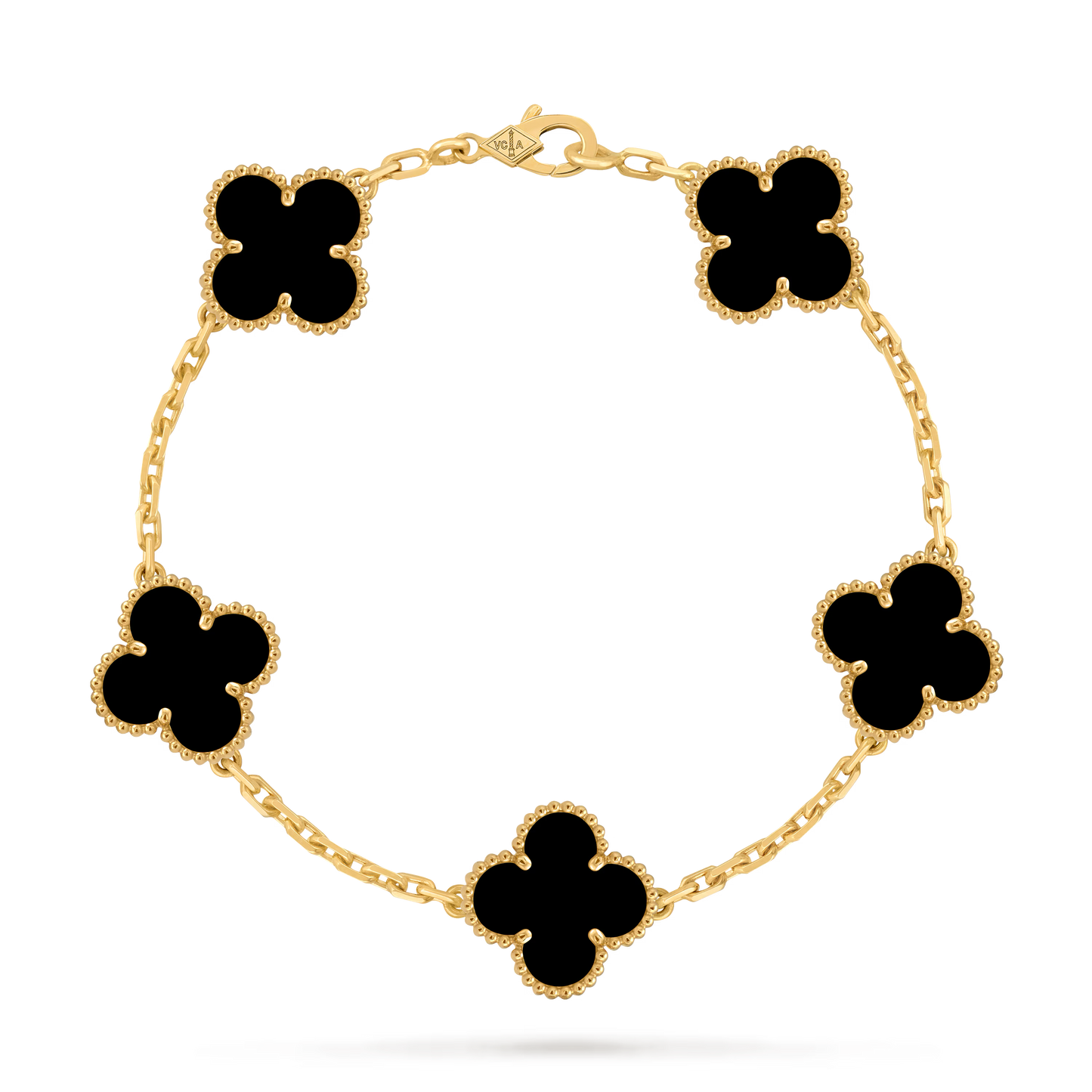 PULSO VAN CLEF PLATA .925 BAÑADAS EN ORO 18 KILATES FULL SET